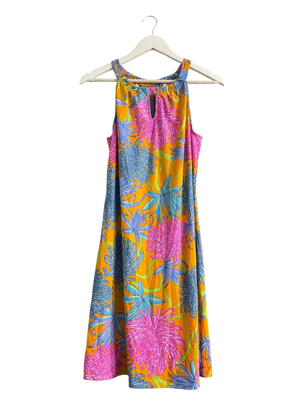 Jude Connally Bright Floral halter neck dress  in Yellow, Pink & Blue